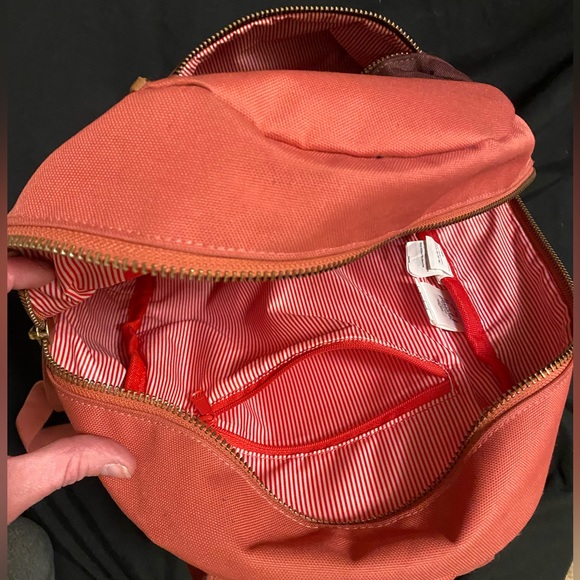Herschel backpack, coral and maroon. 14”H 10”L 5-6”W - Picture 6 of 7